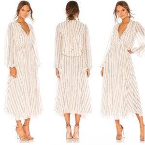 We Are HAH Lovin Lindhah Dress in Pin Stripes Almond Milk Combo size S